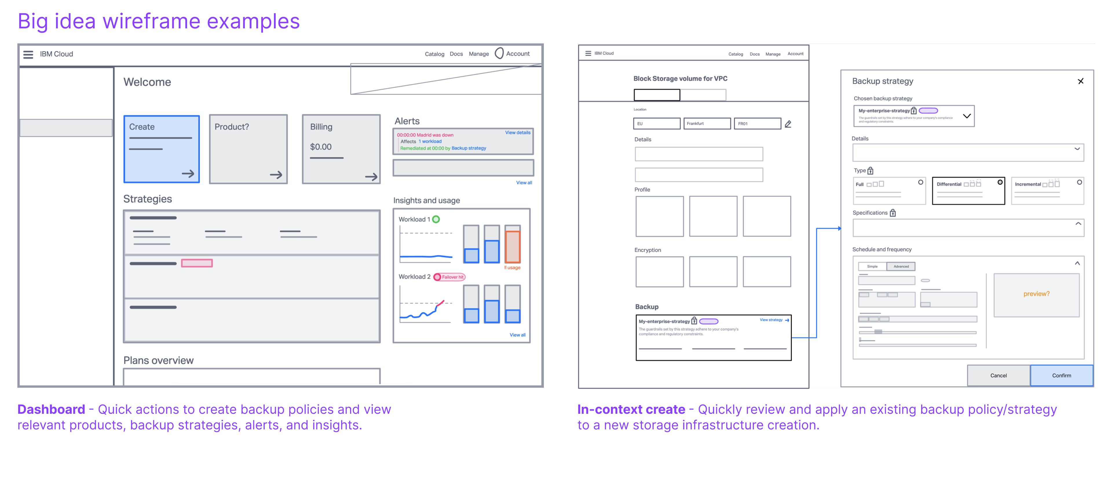 Big idea wireframe explorations